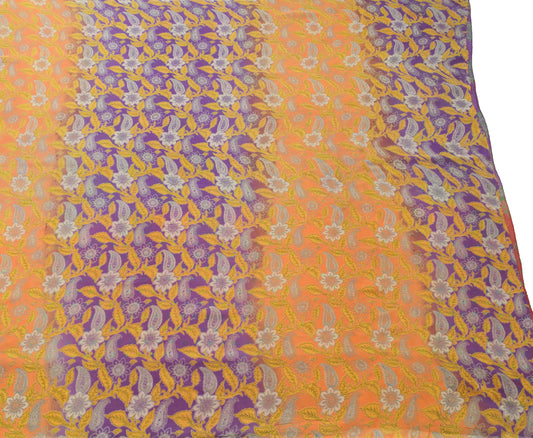 Sushila Vintage Saree Pure Georgette Silk Printed Multi-Color Floral 5 YD Fabric