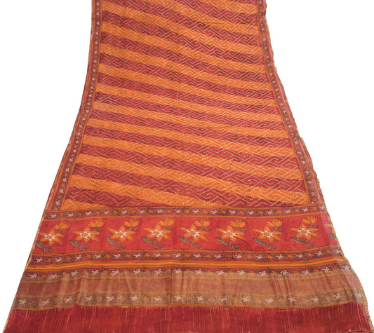 Sushila Vintage MaroonSaree 100% Pure Georgette Silk Hand Block Printed Fabric