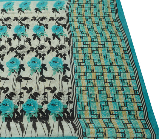 Sushila Vintage Saree Pure Georgette Silk Printed Floral Branded Craft Fabric