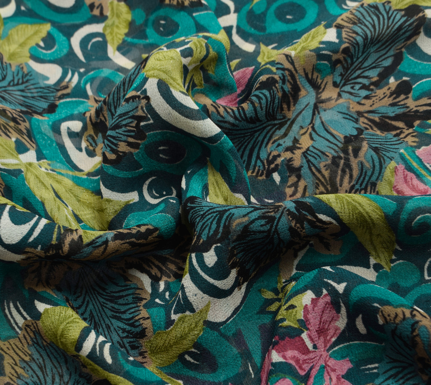 Sushila Vintage Saree 100% Pure Georgette Silk Printed Floral 5 YD Craft Fabric