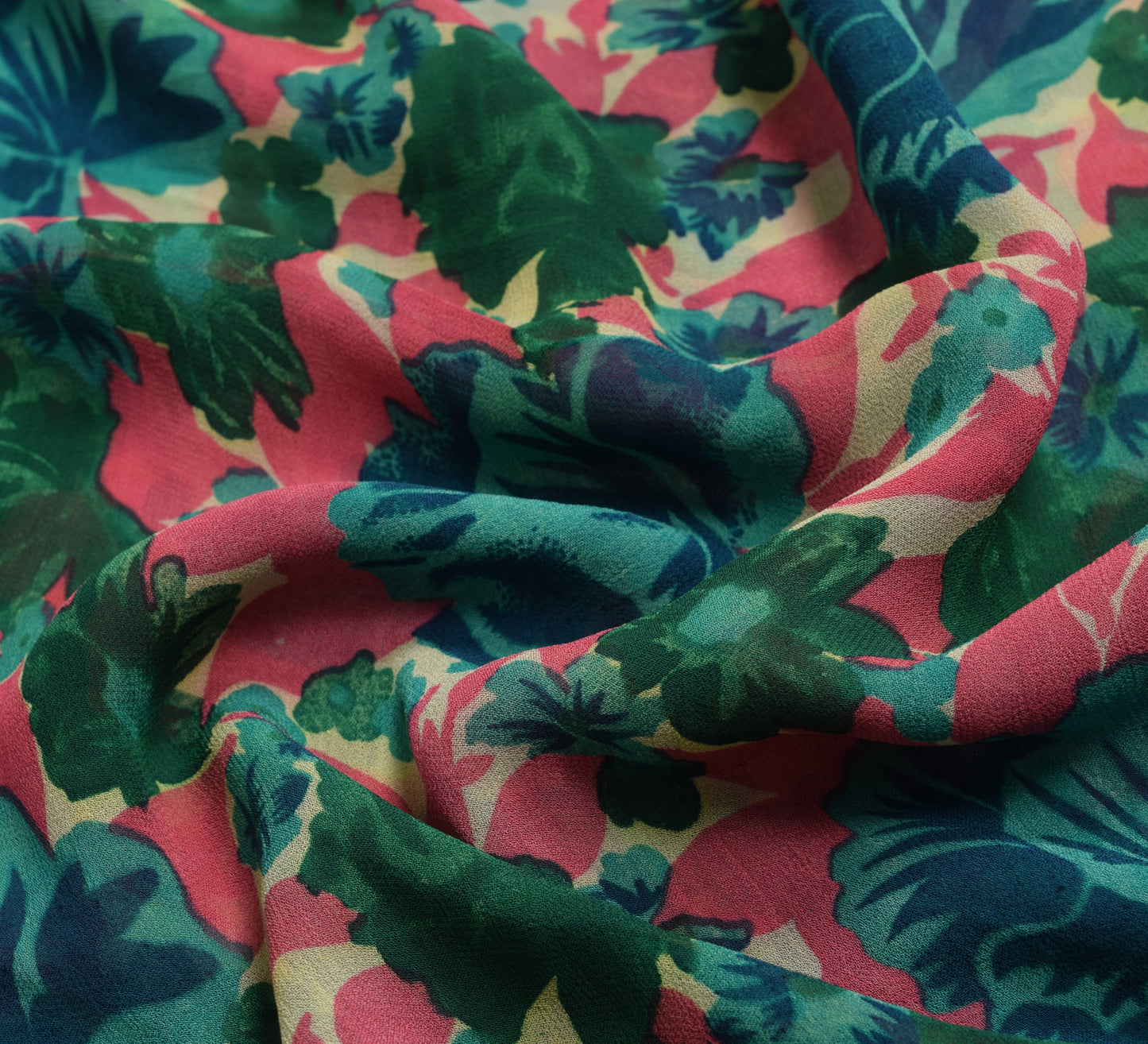 Sushila Vintage Green Saree 100%Pure Georgette Silk Printed&Woven Floral Fabric