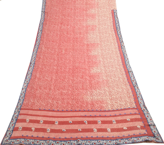 Sushila Vintage Saree 100% Pure Georgette Silk Printed With Floral Border Fabric