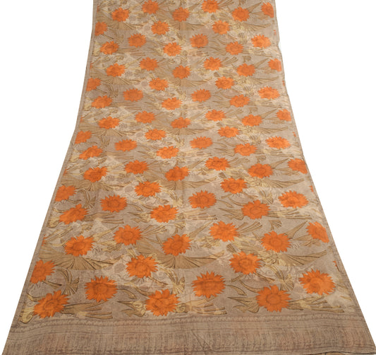 Sushila Vintage Saree Pure Georgette Silk Printed Branded Floral Craft Fabric