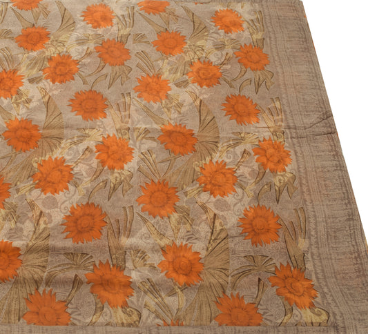 Sushila Vintage Saree Pure Georgette Silk Printed Branded Floral Craft Fabric