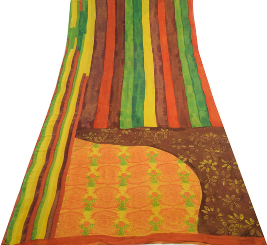 Sushila Vintage Saree 100%Pure Georgette Silk Printed Multi-Color Branded Fabric