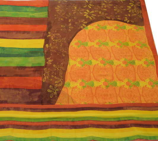 Sushila Vintage Saree 100%Pure Georgette Silk Printed Multi-Color Branded Fabric