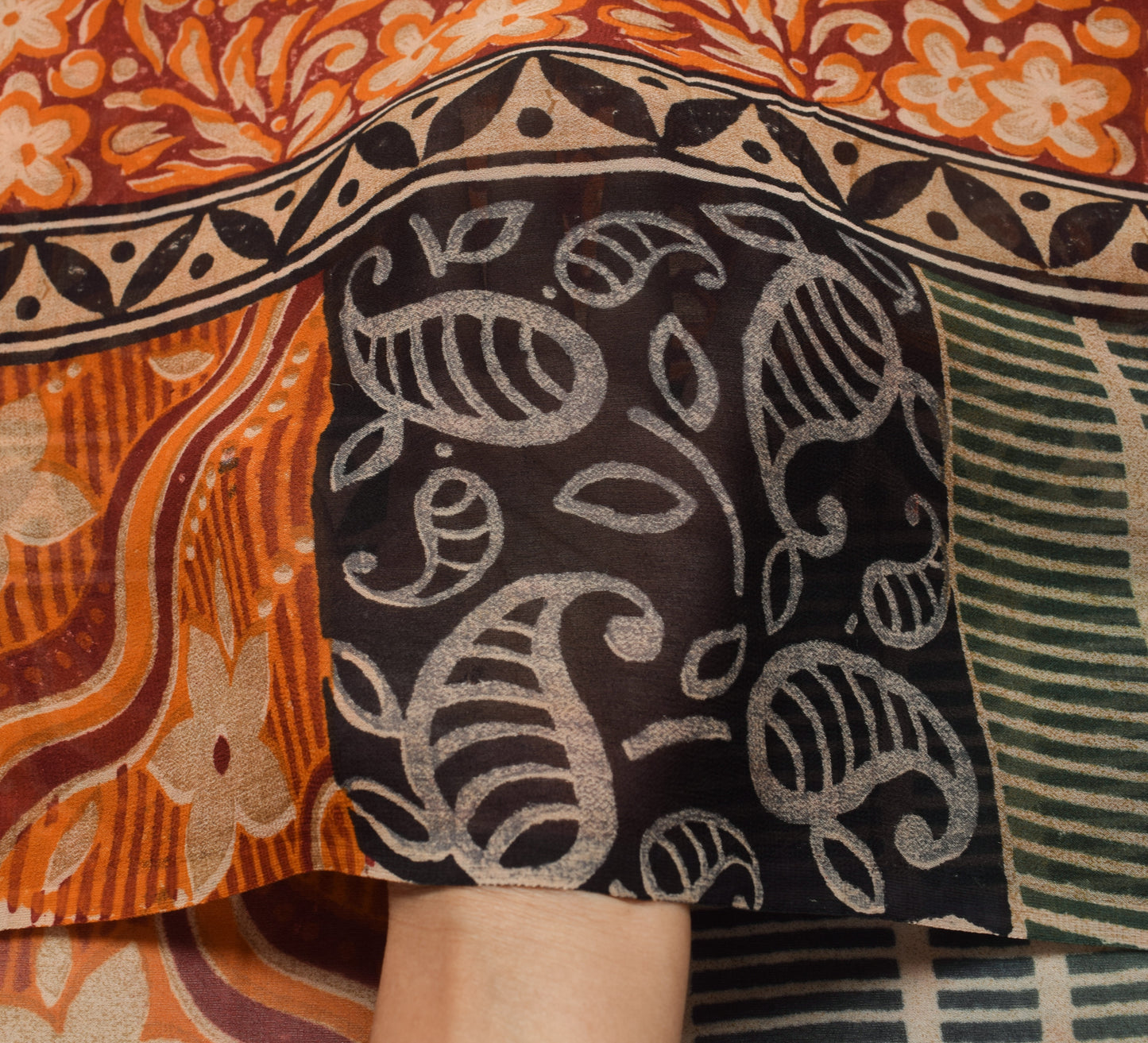 Sushila Vintage Saree 100% Pure Georgette Silk Floral Printed Multi-Color Fabric