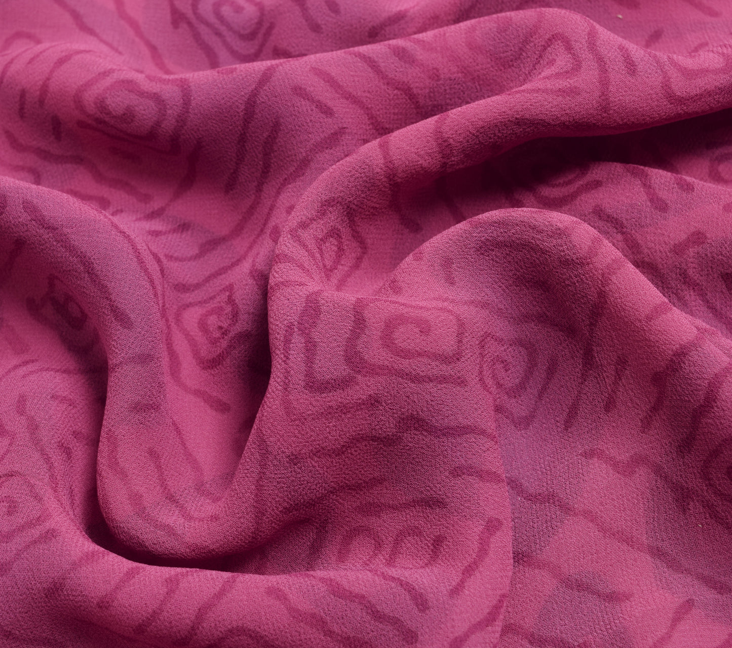 Sushila Vintage Pink Indian Saree 100% Pure Georgette Silk Printed Craft Fabric