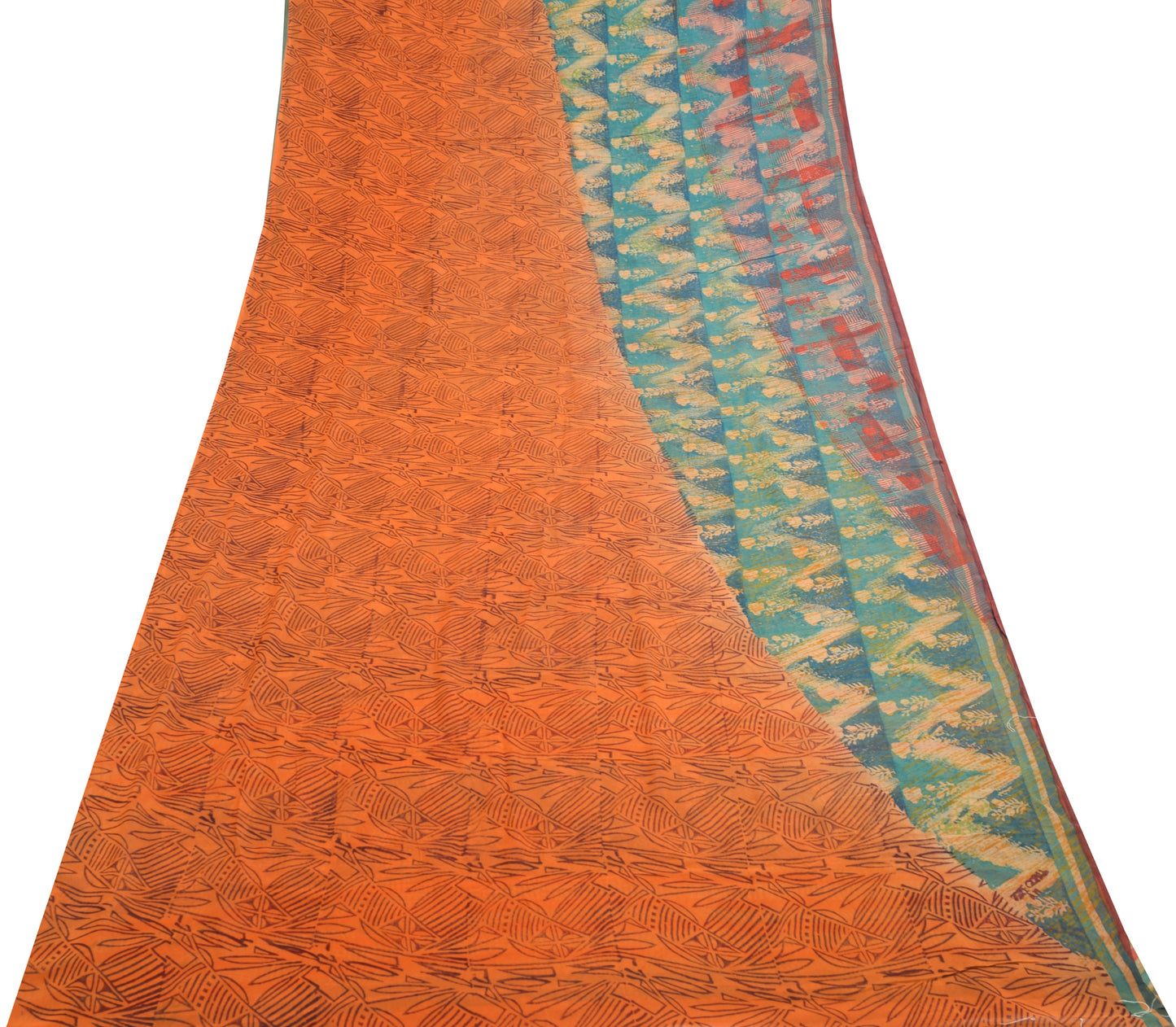 Sushila Vintage Saree 100% Pure Georgette Silk Printed Multi-Color Craft Fabric