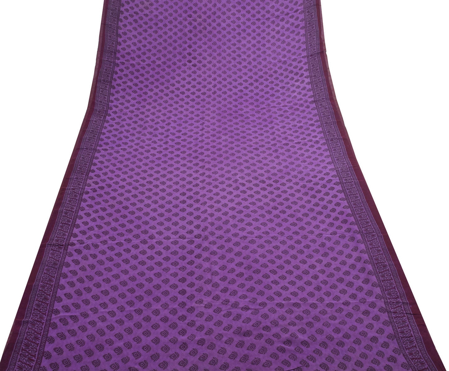 Sushila Vintage Purple Floral Saree 100%Pure Georgette Silk Printed Craft Fabric