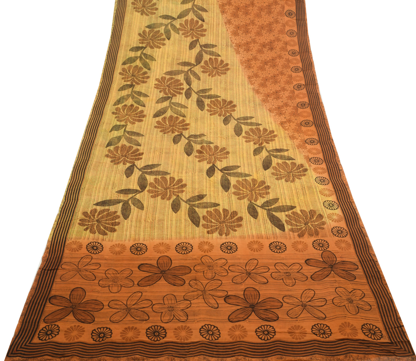 Sushila Vintage Yellow Branded Saree Pure Georgette Silk Printed Craft Fabric