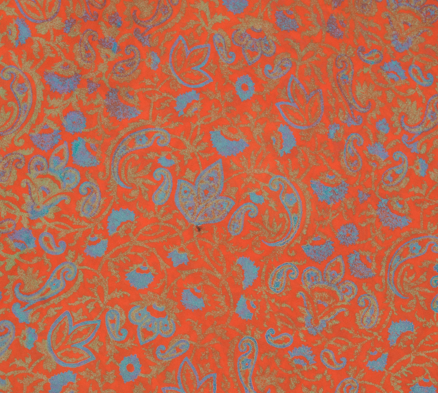 Sushila Vintage Orange Saree Pure Georgette Silk Printed Paisley Craft Fabric