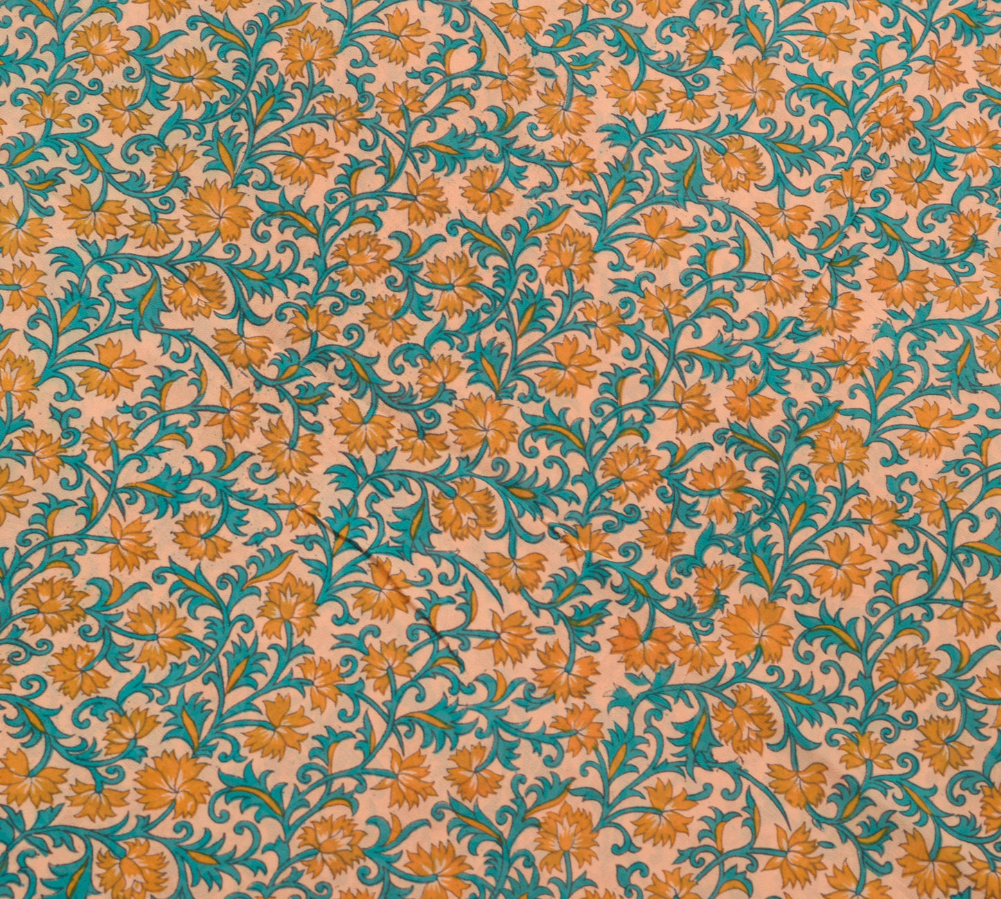 Sushila Vintage Light Peach Floral Saree 100% Pure Georgette Silk Printed Fabric