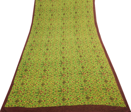 Sushila Vintage Yellow Paisley Saree Pure Georgette Silk Printed Craft Fabric