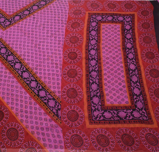 Sushila Vintage Pink Branded Saree Georgette Silk Printed Floral Craft Fabric