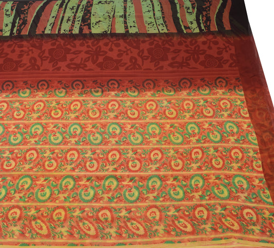 Sushila Vintage Saree 100% Pure Georgette Silk Floral Printed Multi-Color Fabric