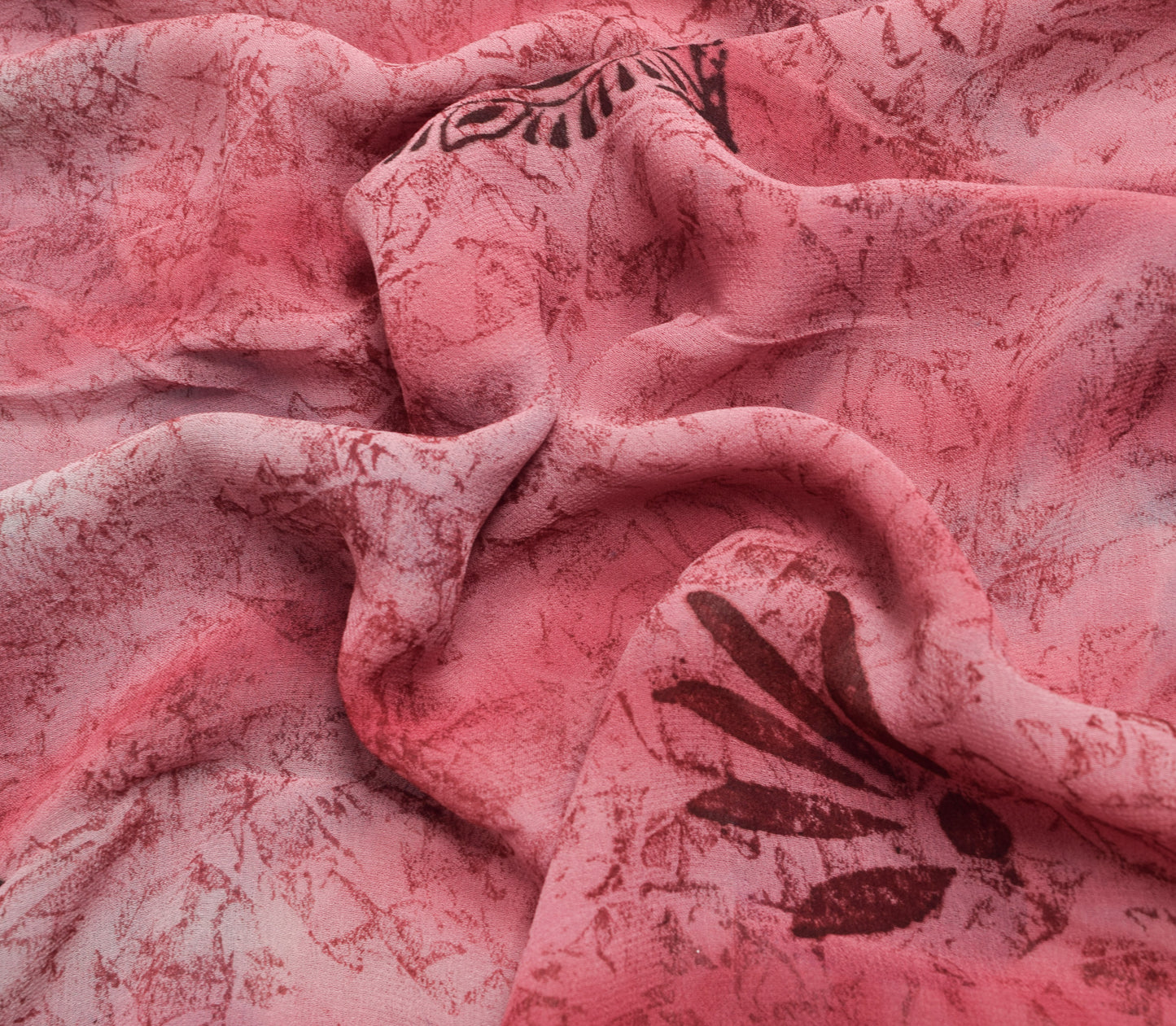 Sushila Vintage Saree 100% Pure Georgette Silk Printed Floral 5 YD Craft Fabric