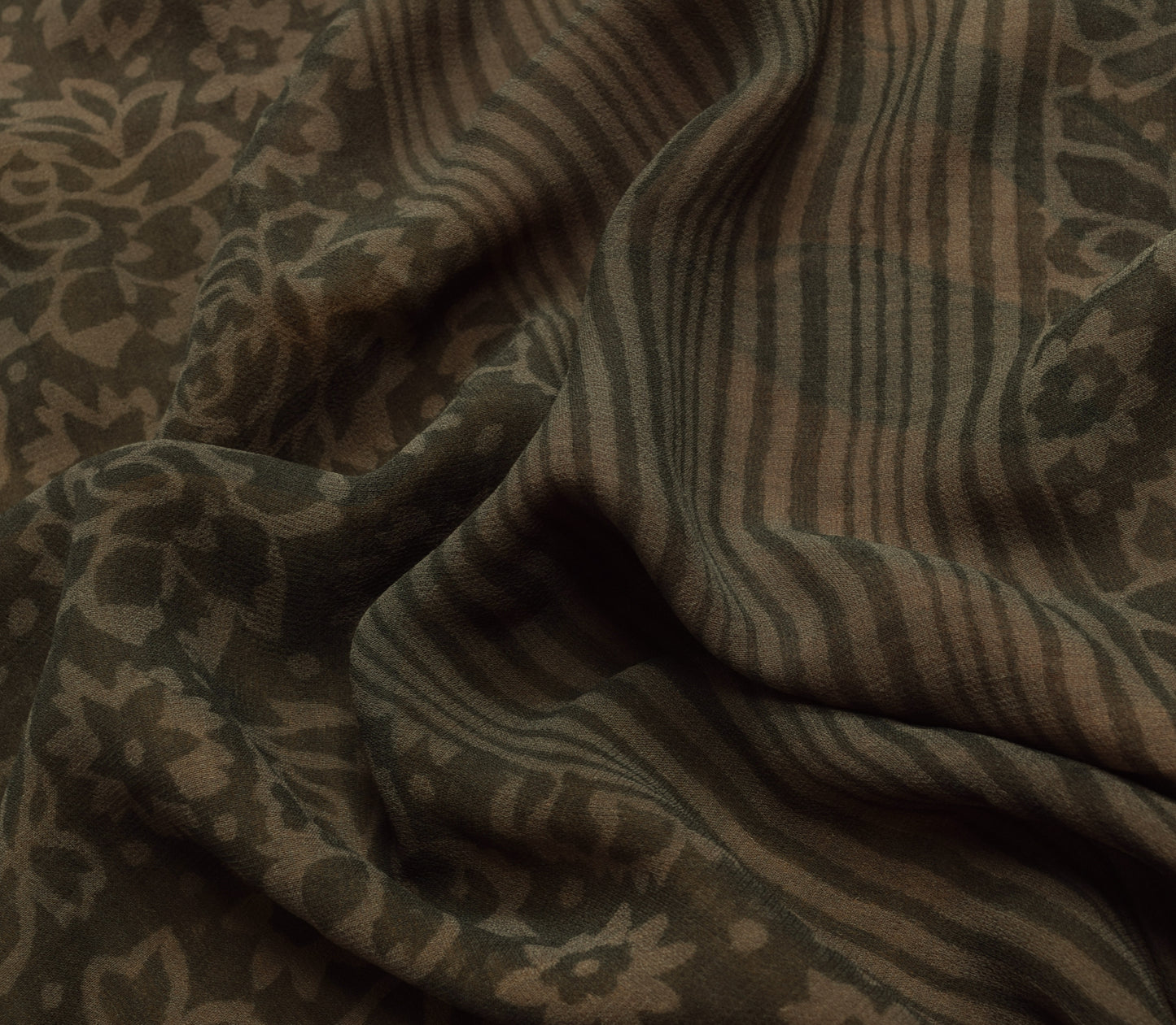 Sushila Vintage Floral Saree 100%Pure Georgette Silk Printed Indian Craft Fabric