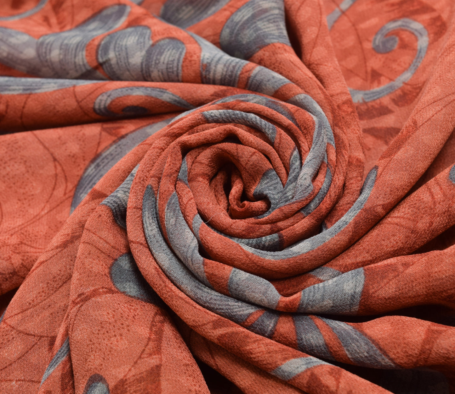 Sushila Vintage Saree Floral Indian 100%Pure Georgette Silk Printed Craft Fabric