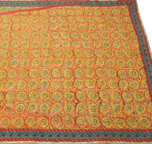 Sushila Vtg Saree Georgette Silk Floral Printed with Patch Work Border Fabric