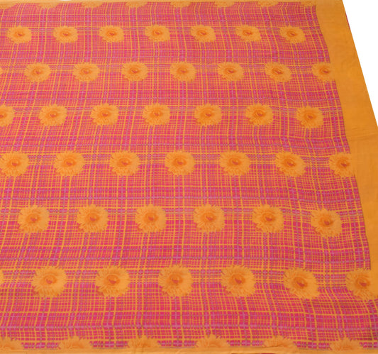 Branded Vtg. Branded Pink Floral Saree Pure Georgette Silk Printed Craft Fabric