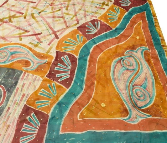 Sushila Vintage Multi-Color Antique Saree Pure Georgette Printed Craft Fabric