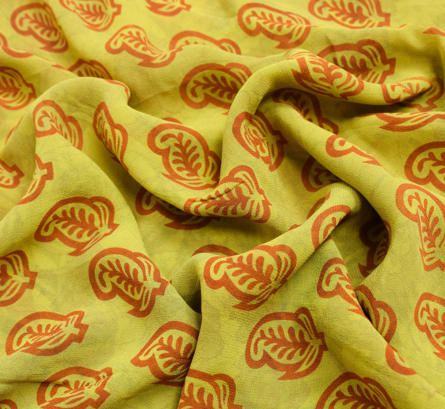 Sushila Vintage Green & Pink Saree 100% Pure Georgette Silk Printed Craft Fabric