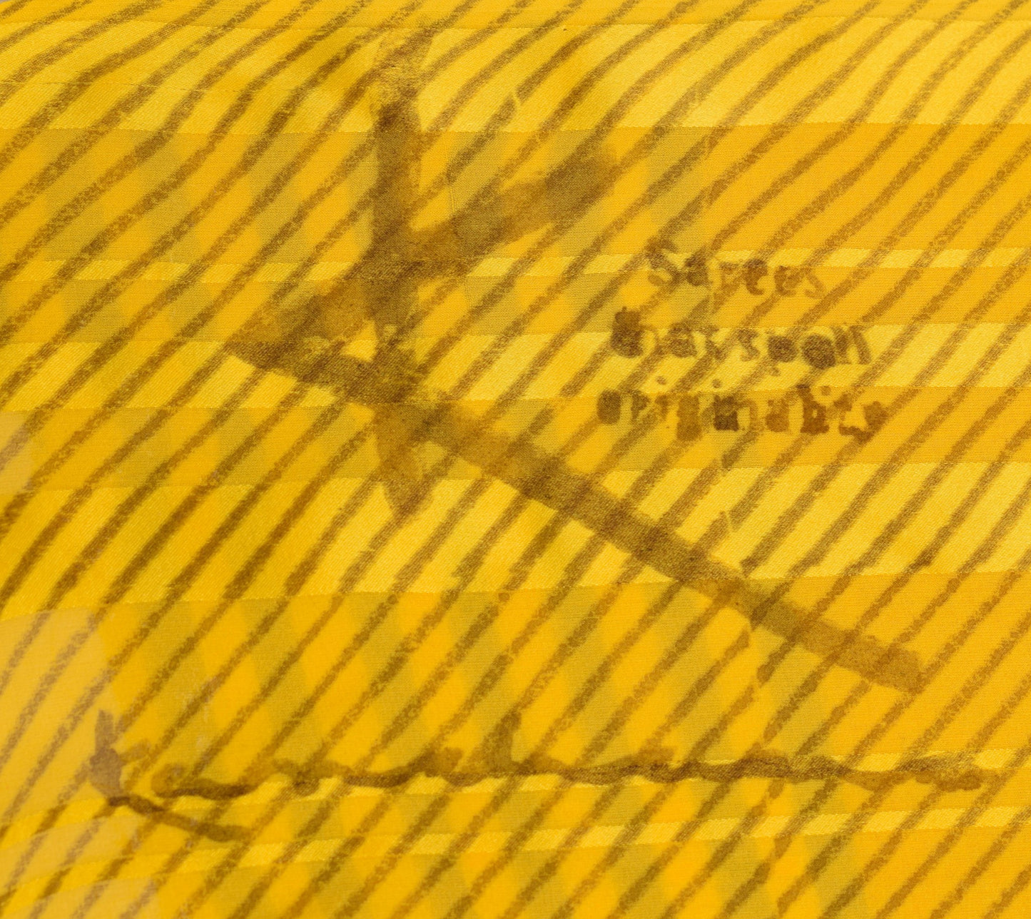 Sushila Vtg Yellow Saree Georgette Silk Stripes Printed Stylish Branded Fabric