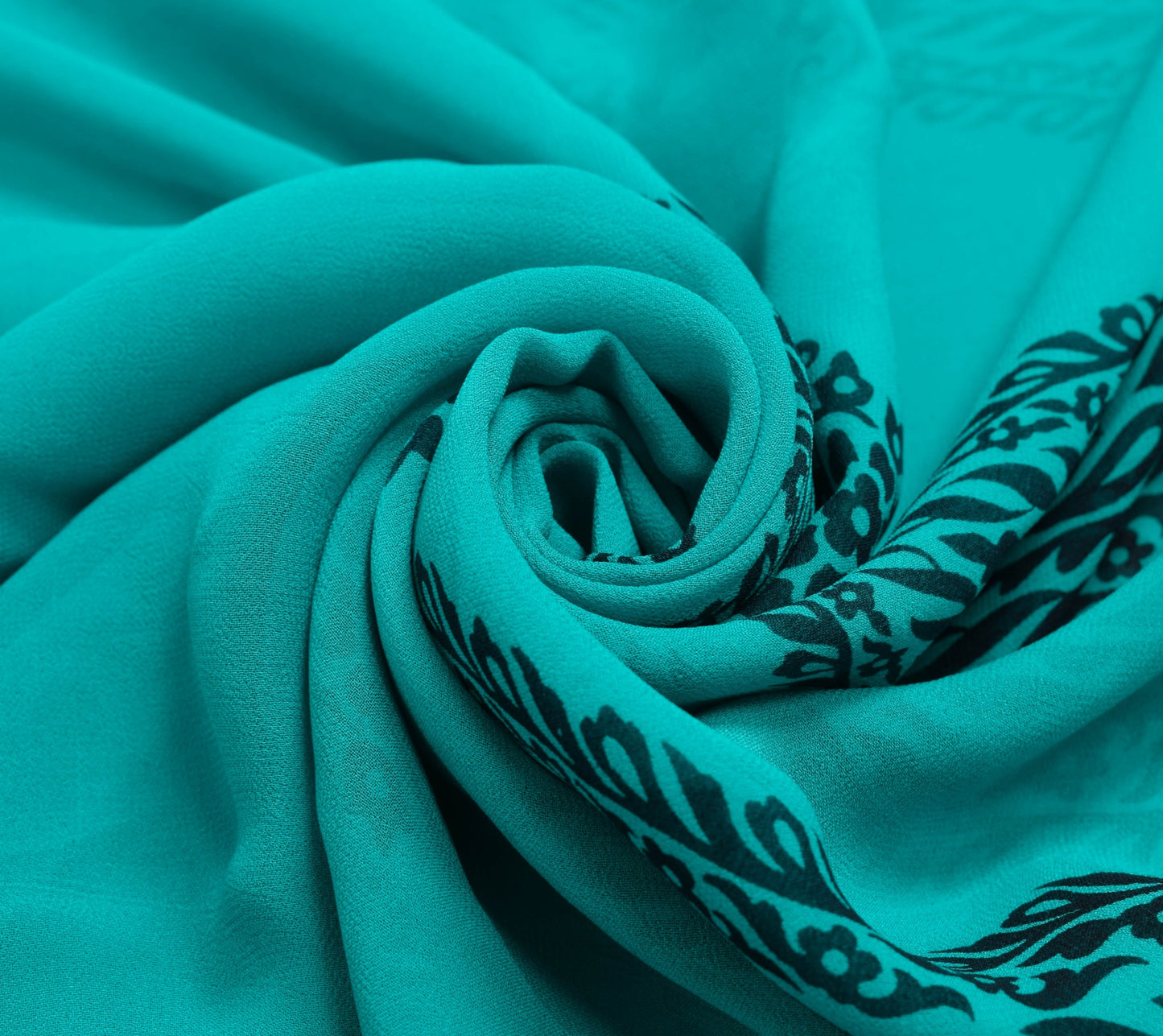 Sushila Vintage Aqua Blue Saree 100% Pure Georgette Silk Printed Craft Fabric