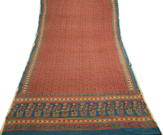 Sushila Vintage Floral Saree Maroon 100%Pure Georgette Silk Printed Craft Fabric