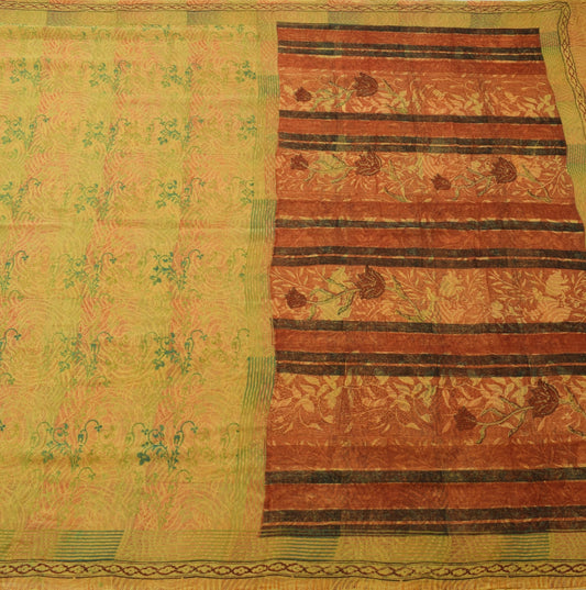 Sushila Vintage Floral Casual Saree 100%Pure Georgette Silk Printed Craft Fabric