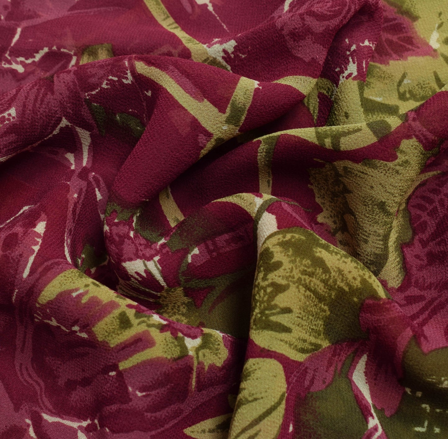 Sushila Vintage Dark Pink Saree Pure Georgette Silk Printed Floral Craft Fabric