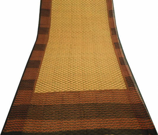 Sushila Vintage Brown Floral Saree 100% Pure Georgette Silk Printed Craft Fabric