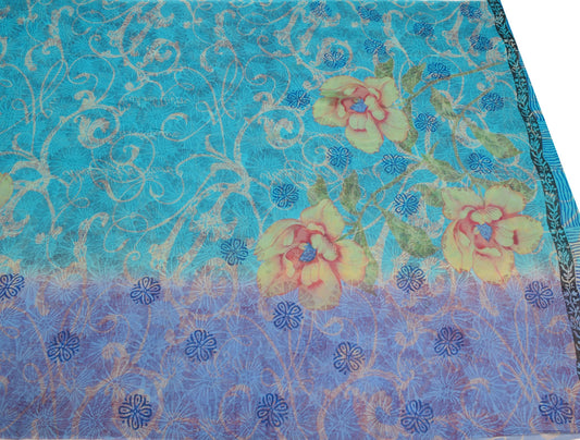 Sushila Vintage Multi-Color Scrap Saree Pure Georgette Printed Remnant Fabric