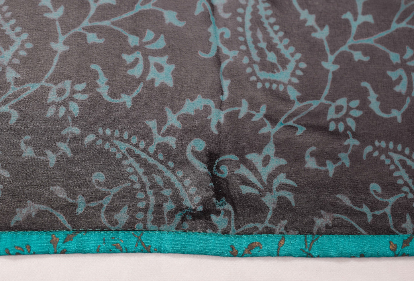 Sushila Vintage Black Scrap Saree Pure Georgette Printed Sari Remnant Fabric