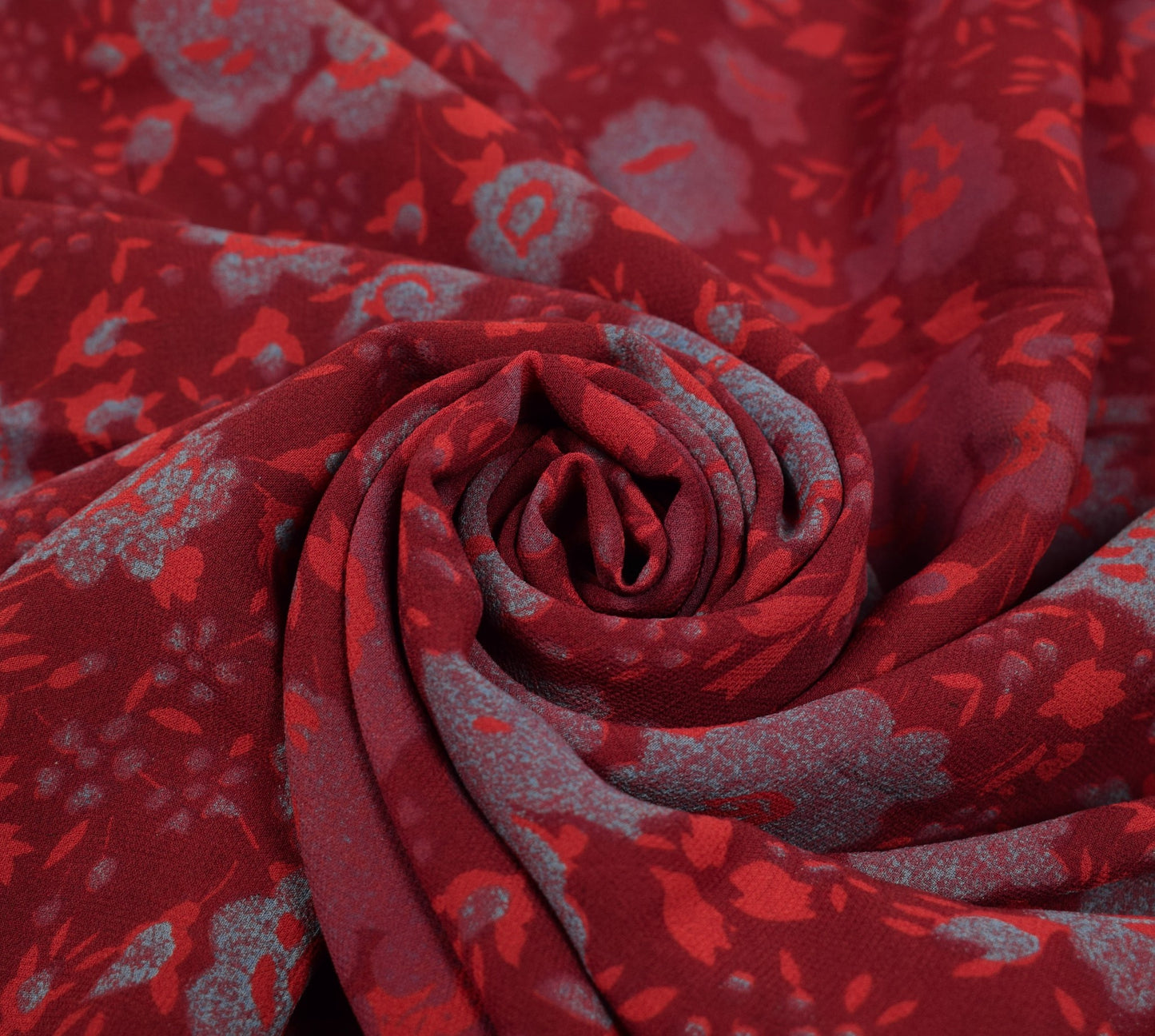 Sushila Vintage Maroon Sari 100% Pure Georgette Silk Printed Floral Craft Fabric