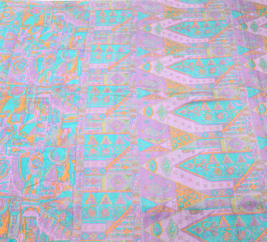 Sushila Vintage Saree 100% Pure Silk Printed Multi-Color Soft Craft Fabric