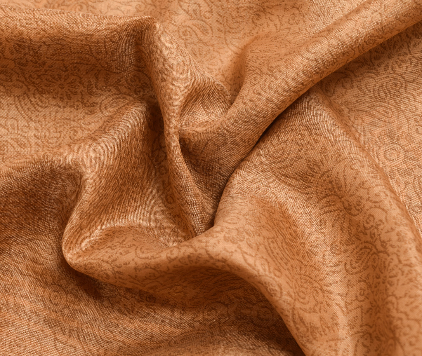 Sushila Vintage Brown Saree 100% Pure Silk Printed Floral Soft Craft Fabric