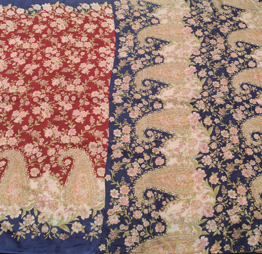 Sushila Vintage Maroon Saree 100% Pure Silk Printed Soft Floral Craft Fabric