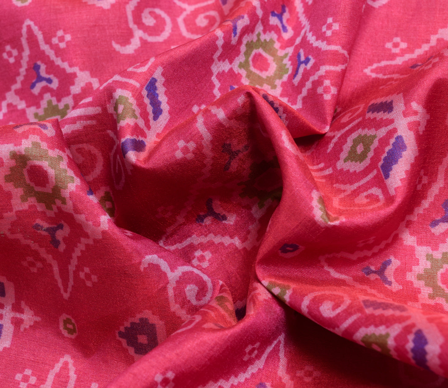 Sushila Vintage Dark Pink Dual Tone Saree Art Silk Printed Floral Craft Fabric