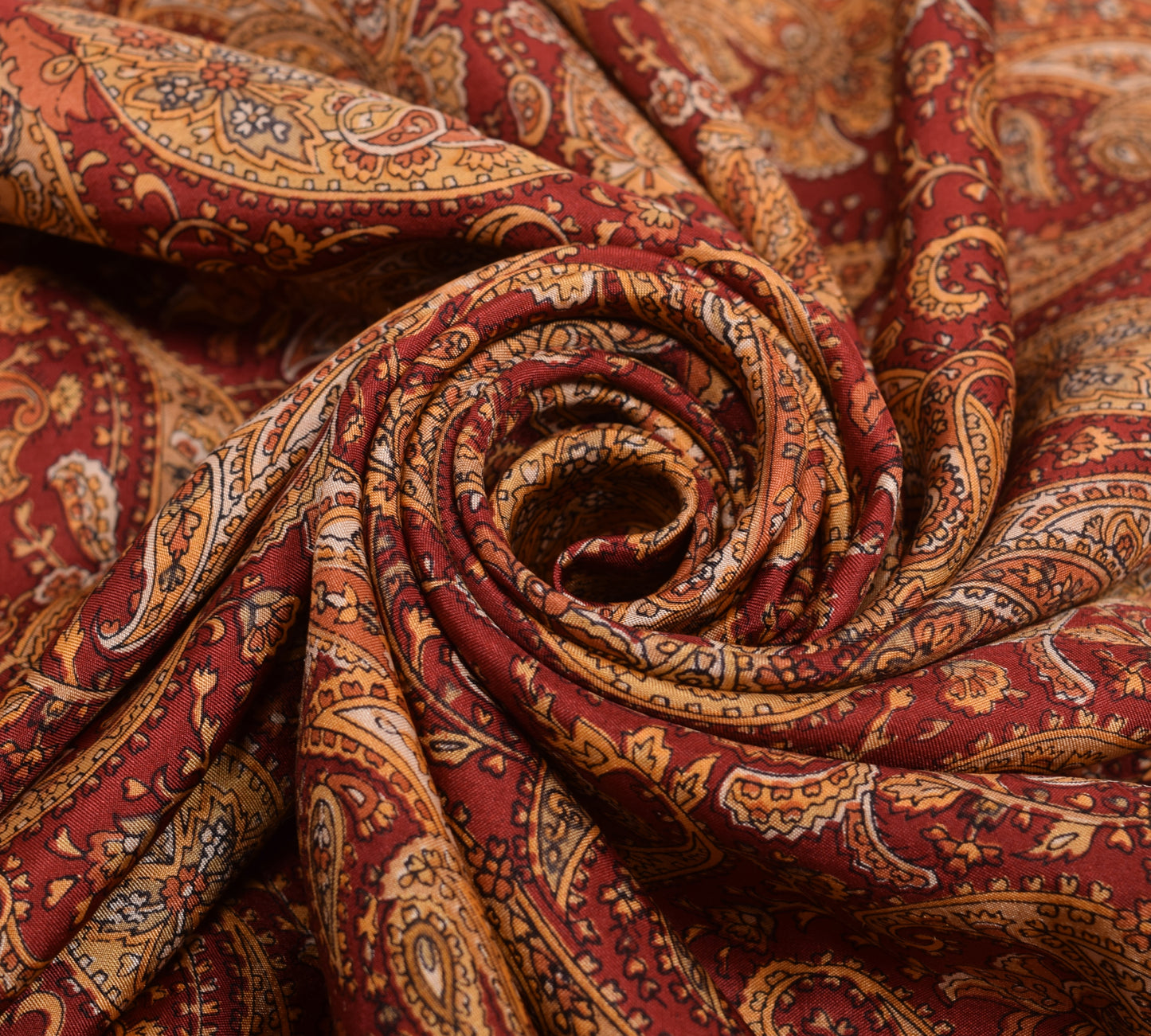 Sushila Vintage Maroon Saree 100% Pure Silk Paisley Printed Daily Wear Fabric