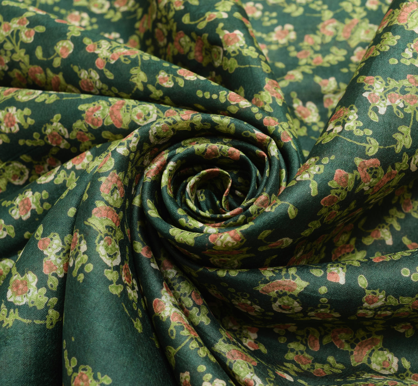 Sushila Vintage Dark Green Saree 100% Pure Silk Printed Floral Soft Craft Fabric