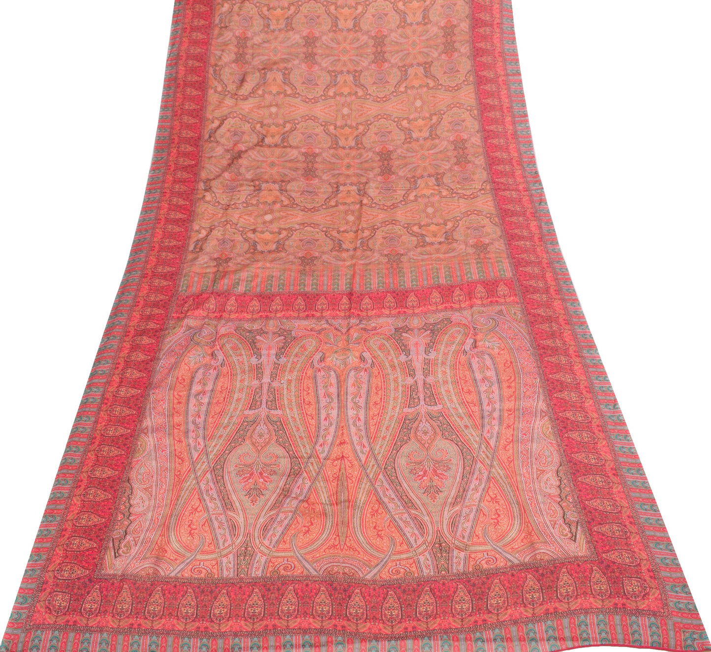 Sushila Vintage Multi-Color Silk Saree Digital Printed Soft Paisley Craft Fabric