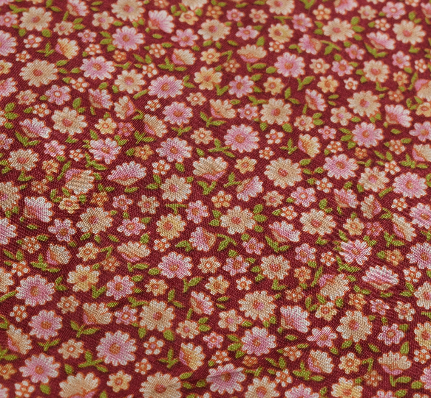 Sushila Vintage Saree 100% Pure Silk Printed Floral Maroon Soft Craft Fabric