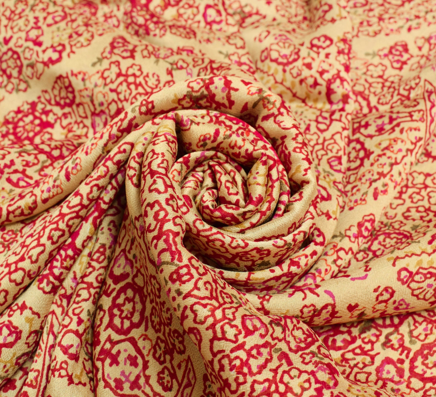 Sushila Vintage Light Brown Saree Silk Printed Paisley Women Soft Craft Fabric
