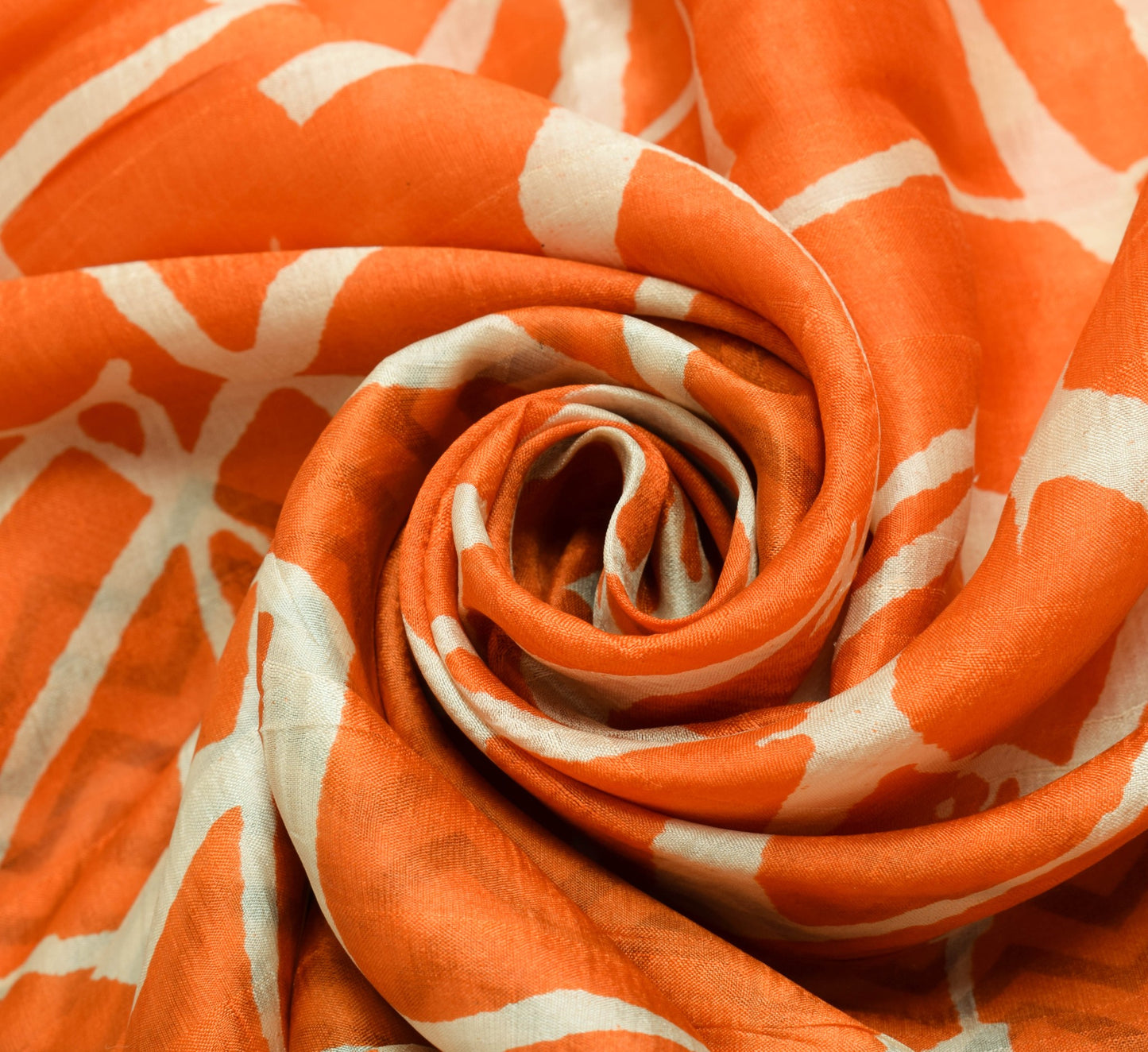 Sushila Vintage Orange Saree 100% Pure Silk Printed Abstract Dress Craft Fabric