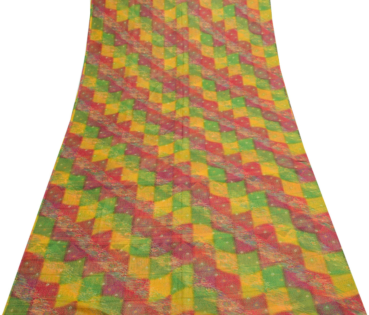 Sushila Vintage Multi-Color Saree Silk Printed Floral Indian Soft Craft Fabric