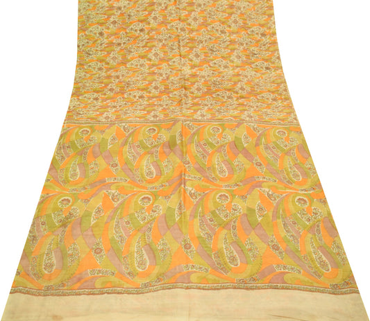 Sushila Vintage Multi-Color Saree 100% Pure Silk Printed Sari Soft Craft Fabric