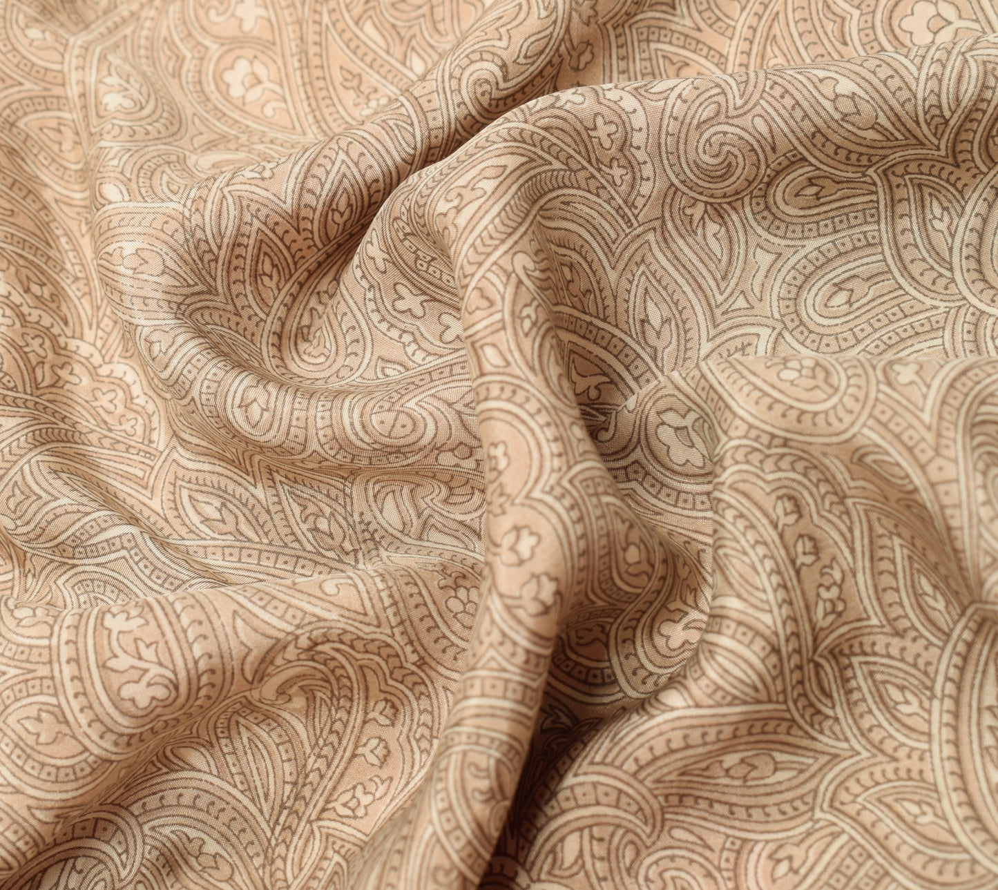 Sushila Vintage Brown Saree 100% Pure Silk Hand Block Printed Soft Craft Fabric