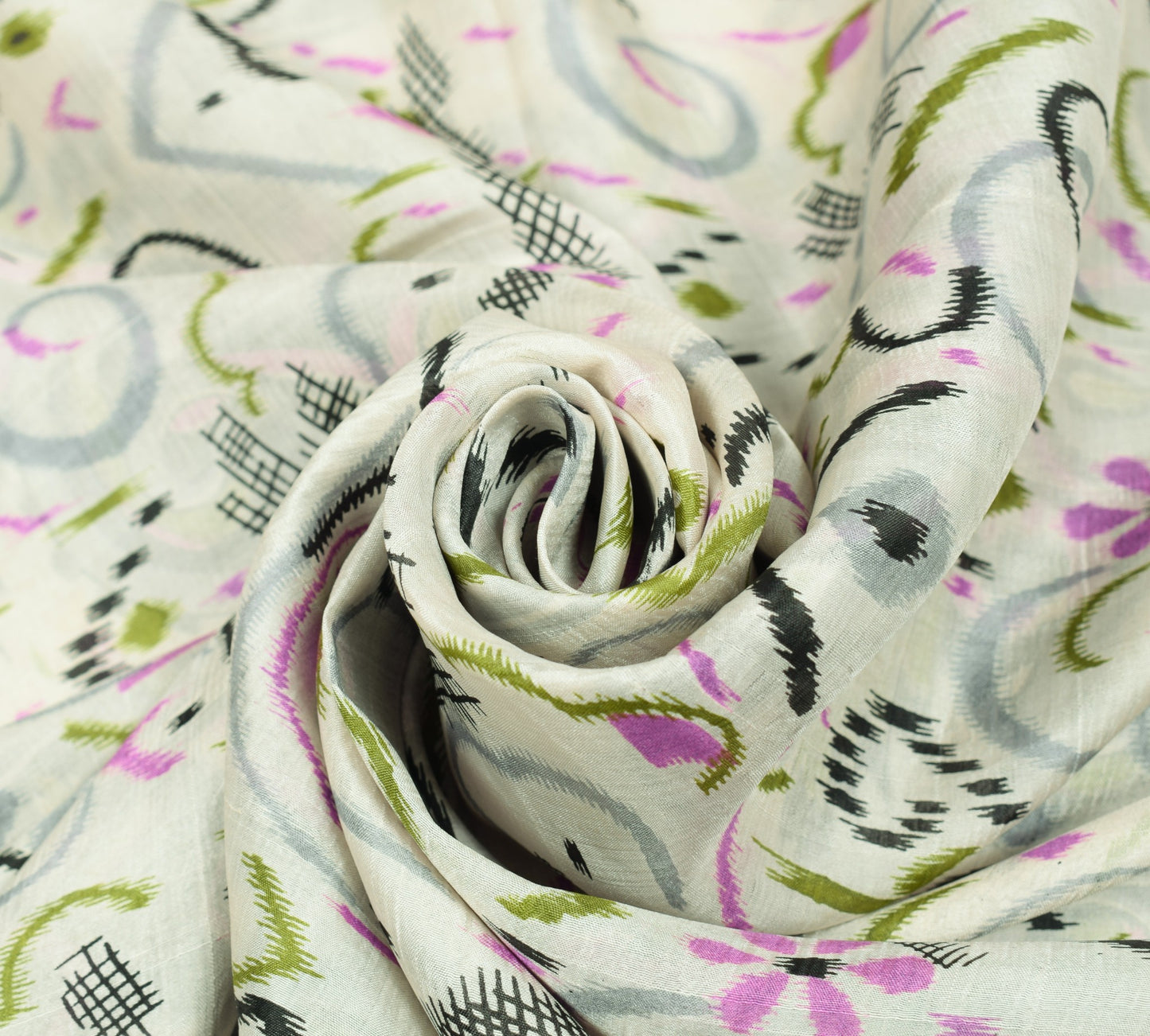 Sushila Vintage Off White Saree 100% Pure Silk Printed 5 Yard Soft Craft Fabric